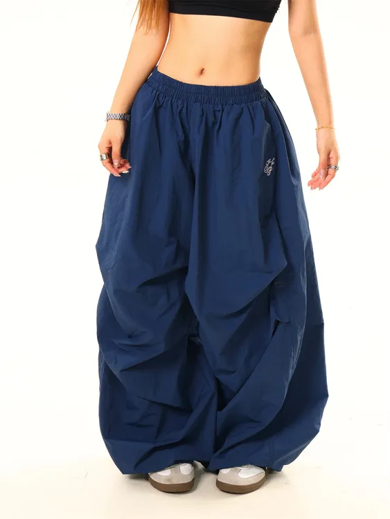 美式垂感褶皱宽松跳舞伞兵裤女2025夏季辣妹ins显瘦休闲阔腿裤子