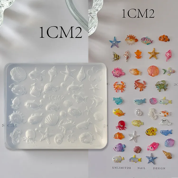 1CM2原创美甲超可爱鱼鱼模具 海洋夏季琉璃美甲指甲饰品新品