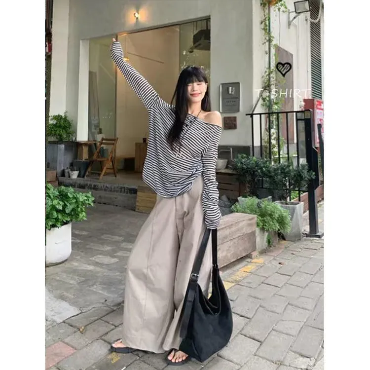 宽松时尚高级感罩衫长袖恤女2025夏韩系休闲百搭薄款条纹防晒上衣