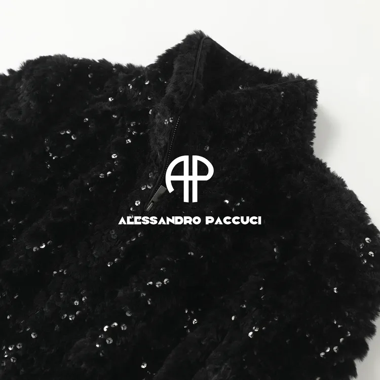 AP洛哥54219WT【暗夜星河】珠片绣花+桑蚕丝内里时尚拉链外套女装