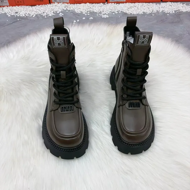 2025秋冬季短筒切尔西烟筒靴高跟女休闲中筒靴秋冬修面皮6623