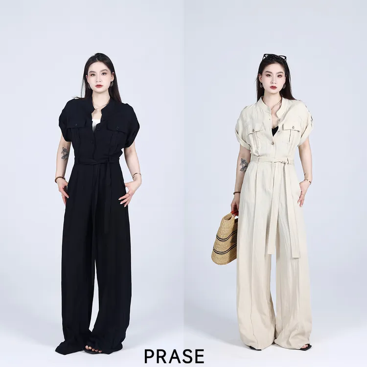 PRASE·噜【连体裤】微胖轻奢设计款夏女时尚休闲工装连体裤PR504C28