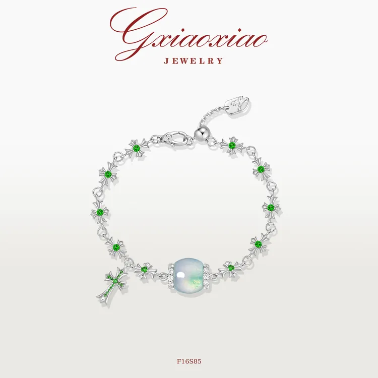 G XIAOXIAO 镀K金 轻奢气质复古高级十字架路路通手链 F16S85