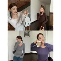 张贝贝 格雷系叠穿 天丝羊毛 真两件修身打底衫 EP34