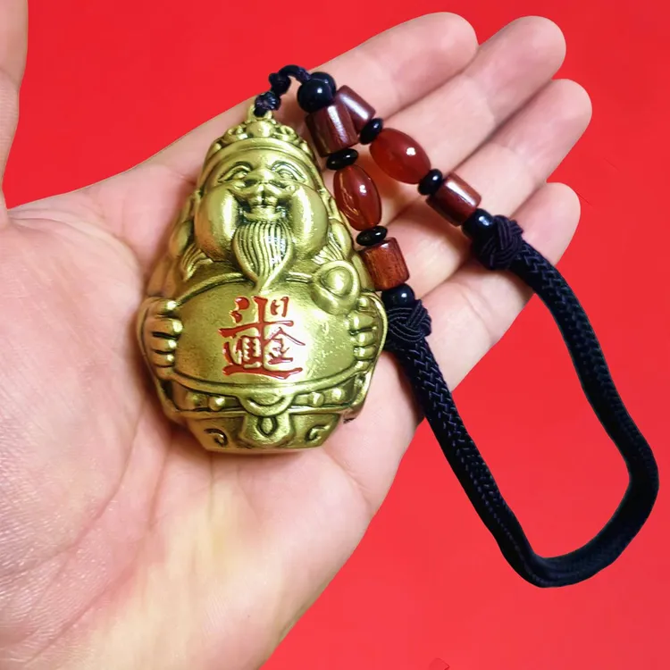 纯黄铜实心财神爷手把件日进斗金貔貅手把件财源广进文玩饰品礼品