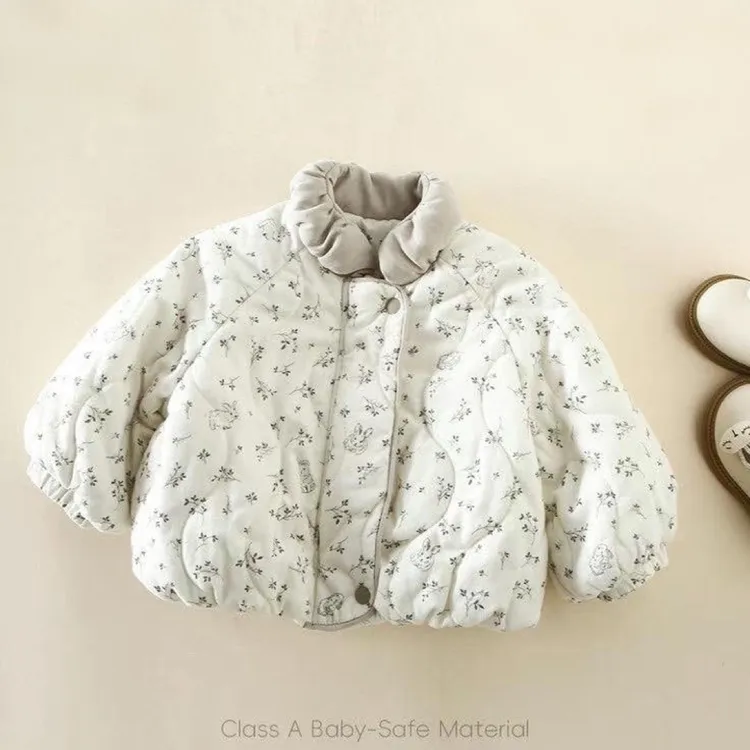 童装婴幼儿棉衣外套女宝宝秋冬季棉服碎花女童冬季轻薄夹棉上衣