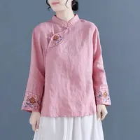 【清货+运费险】中式长袖棉麻衬衫中国风复古斜襟盘扣民族风茶服Y10