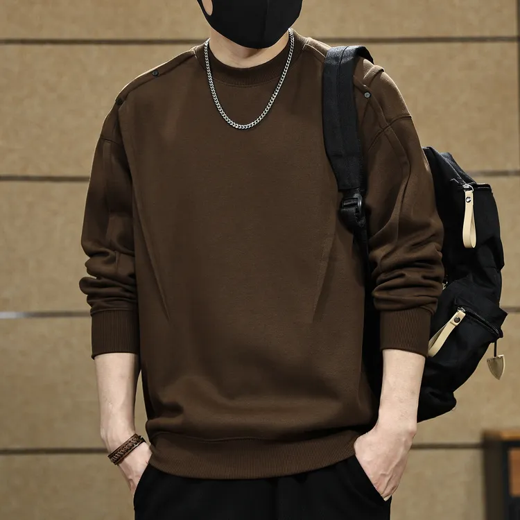 秋季新款360G美式高街男士长袖卫衣圆领宽松纯色外传百搭潮流上衣