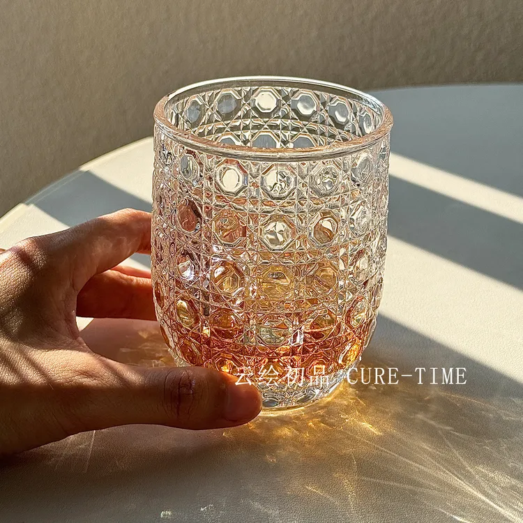 复古风宝石纹玻璃杯高颜值家用威士忌酒杯高级特调杯鸡尾酒杯
