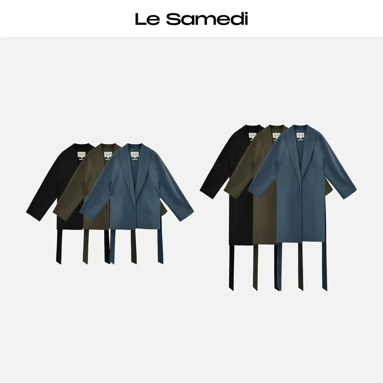 Le Samedi马油叶儿【左岸慵懒】高奢骆驼绒中长/短款浴袍大衣