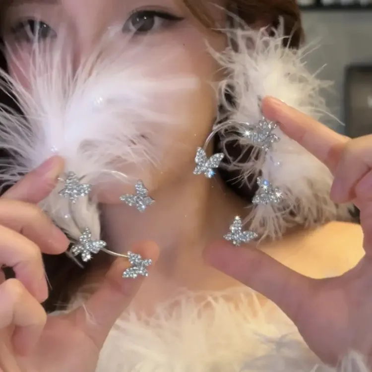 超仙羽毛耳饰精灵耳挂耳骨夹耳夹女无耳洞耳环
