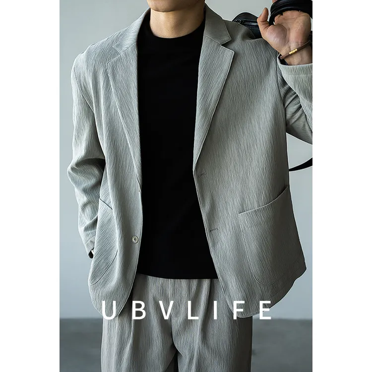 【旅行家系列】日系高端微皱阔版易打理休闲西服男士商务上班单西