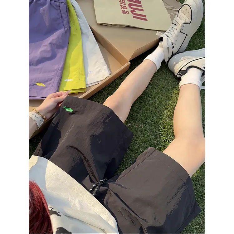 简约刺绣速干运动短裤爆款2025新款夏季薄款宽松透气美式痞帅裤子