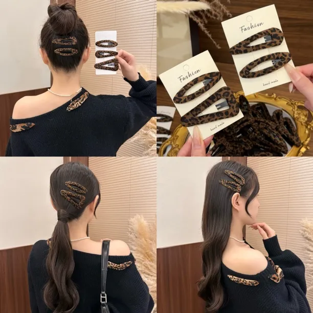 秋冬上新毛绒豹纹洋气BB夹日韩简约百搭发夹刘海夹碎发夹侧边夹