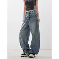 hd【长裤系列】蓝调小弯刀 复古蓝色 美式牛仔长裤设计感高街长裤