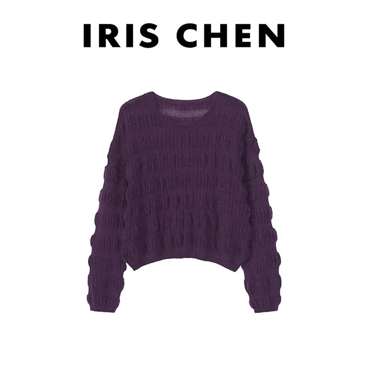 IRIS CHEN 黛丝 2025秋季“超幼马海毛”绵羊毛宽松针织衫25SY685