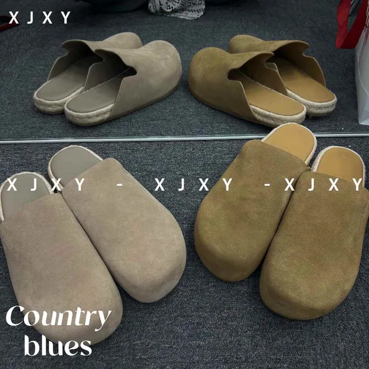 休闲风包头包头拖牛皮厚底拖鞋凉鞋半拖欧若假日风