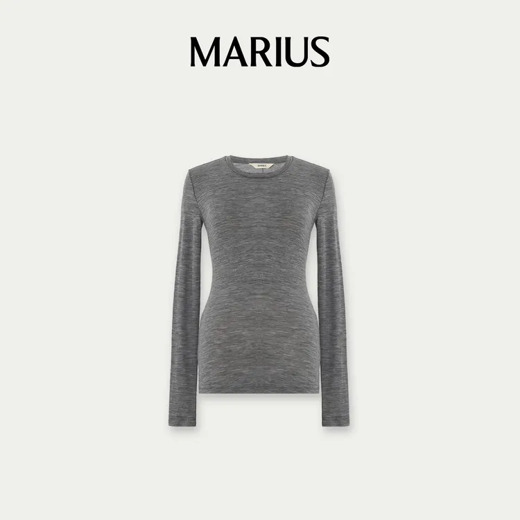 MARIUS"咩咩衫"经典廓形挺括基础圆领收腰T恤