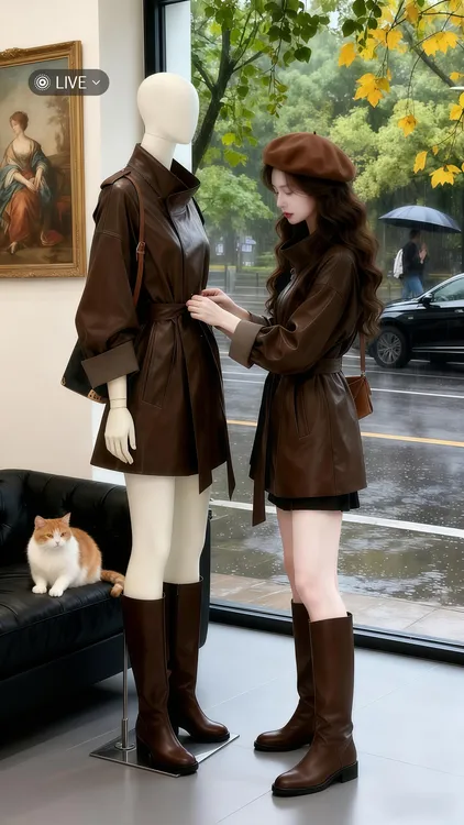 今年流行爆款独特漂亮上衣重要场合巨好看轻熟咖啡色皮衣外套女秋