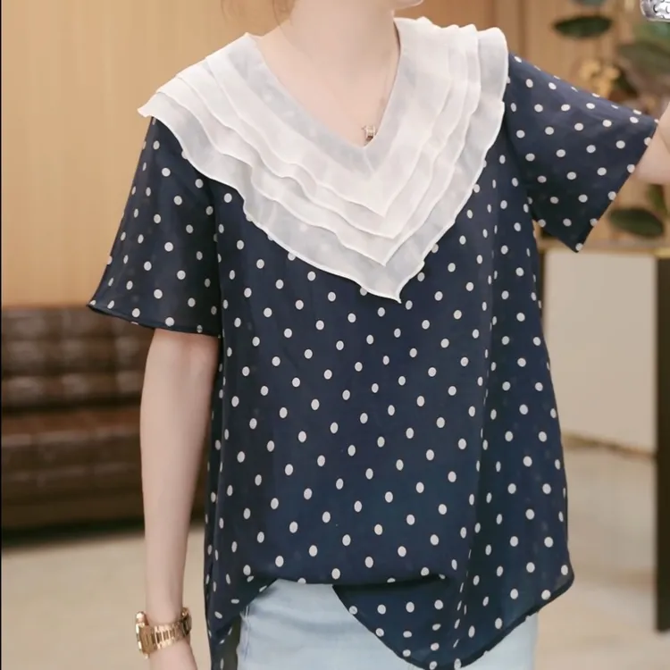 【罗马心事】时尚减龄气质百搭女士短袖款百搭显瘦上衣LK2503222