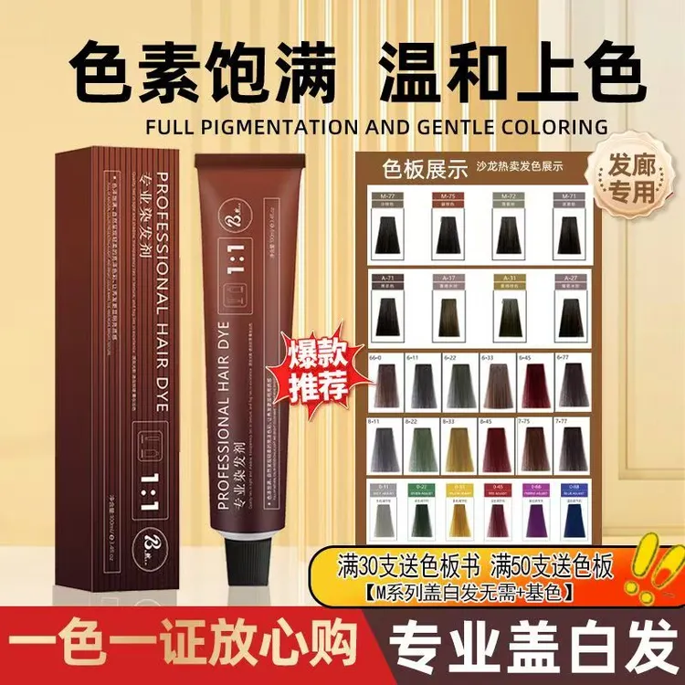 发10支发廊专用经典PR染发膏染色网红潮色盖白发理发店PR染膏批发