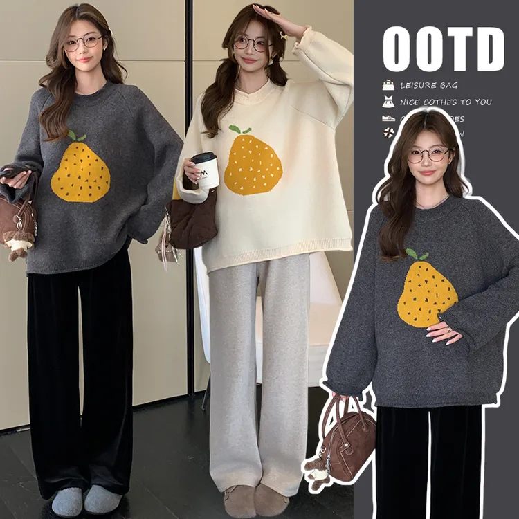 孕妇毛衣2026秋冬新款孕妇韩版套头毛衣软糯慵懒可爱风宽松毛衣