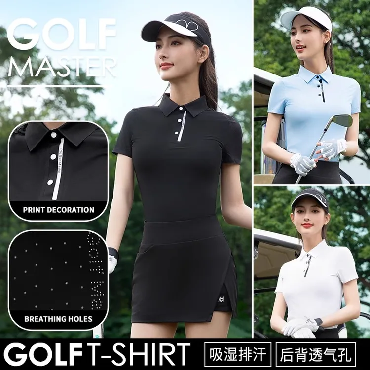 2025 新款高尔夫女装短袖春夏女士polo上衣网球衫T恤运动衣服短裙