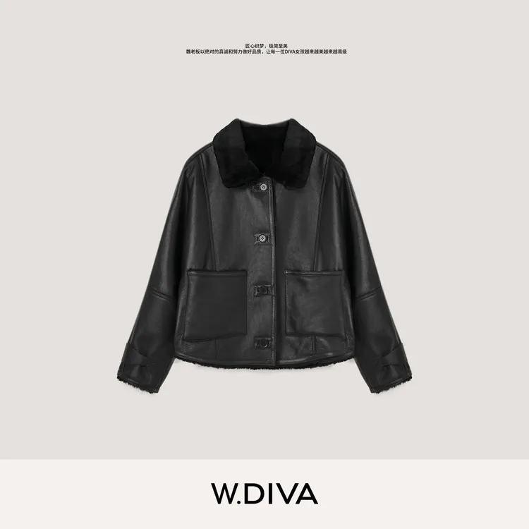 W.Diva【墨奢】西班牙进口超轻美丽奴皮毛一体外套54C263247