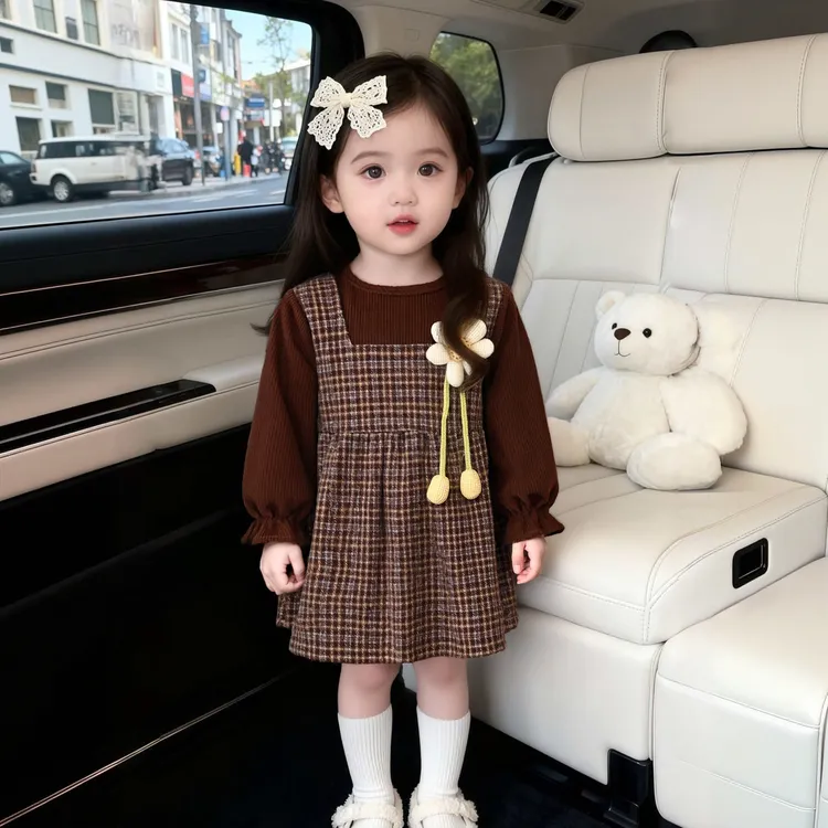 儿童公主风公主裙碎花罩衣反穿衣洋气女宝宝宝婴儿女童格子围裙