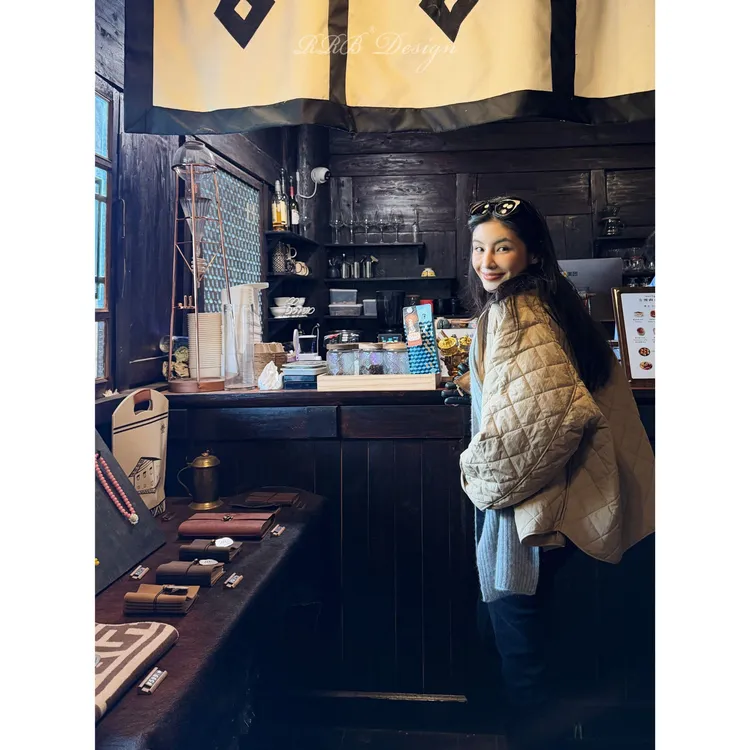 RRB Design 宽松休闲显瘦翻领菱形格落肩袖慵懒外套