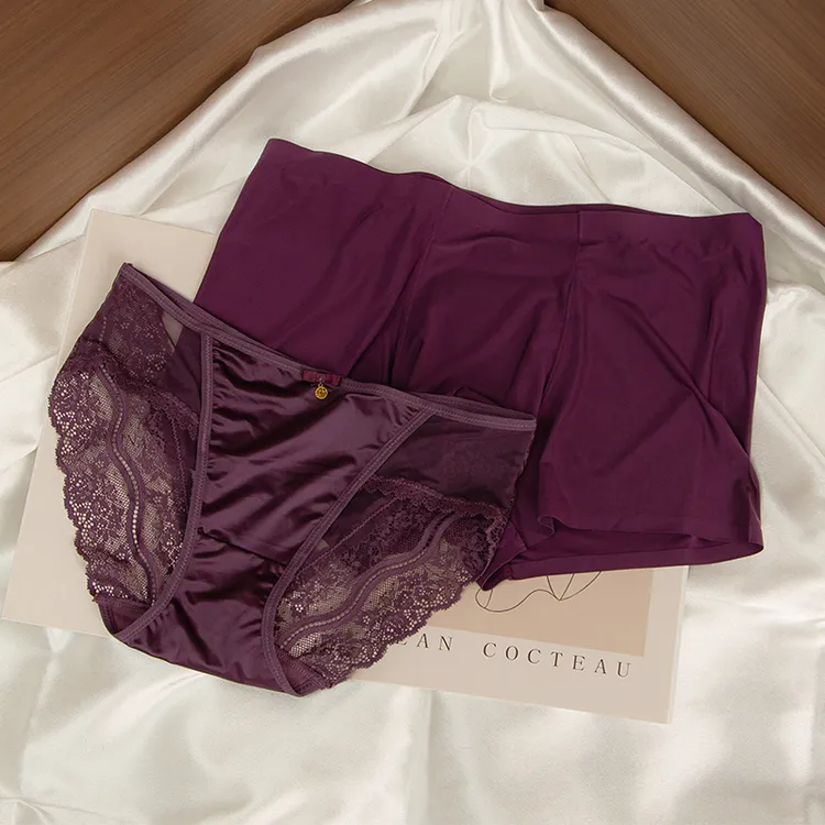 紫蕾温柔~冰丝情侣内裤夏季一男一女性感纯欲紫色三角裤平角短裤