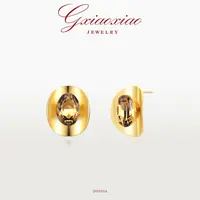 G XIAOXIAO 镀K金耳饰【金眸流光】高级感轻奢气质椭圆形耳环DH1014