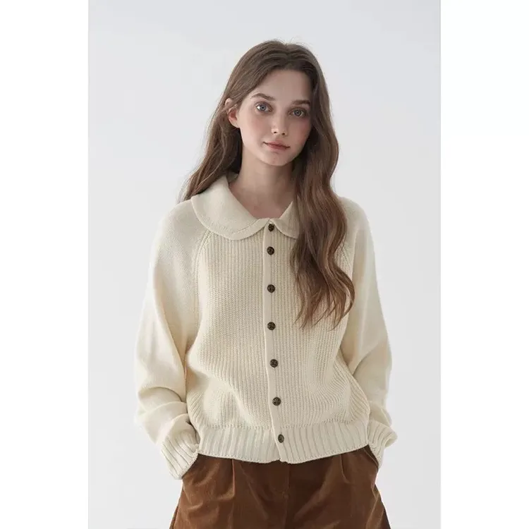 【刘噗噗】娃娃领纽扣针织开衫外套！现货已在仓！