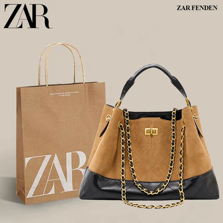 ZAR FENDEN女包秋冬新款小香菱格链条流浪包2025新款原创设计单肩