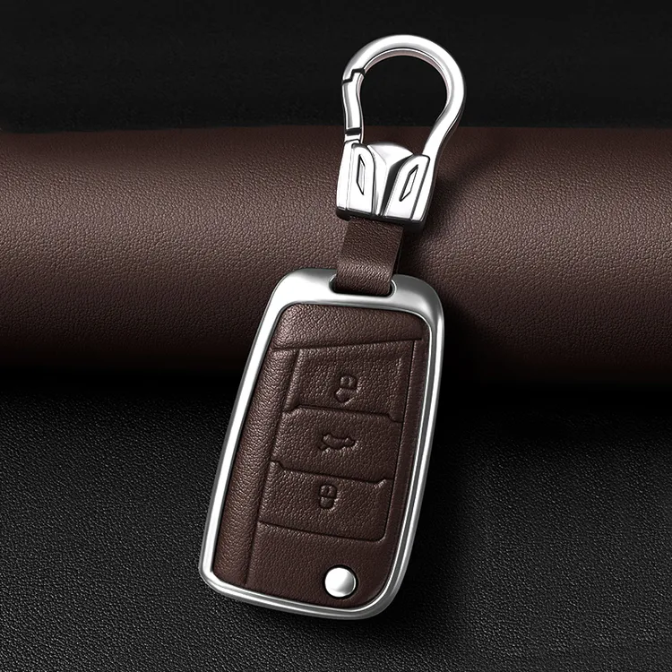 适用于金刚大众朗逸凌度途观迈腾途锐帕萨特真皮钥匙保护套钥匙包