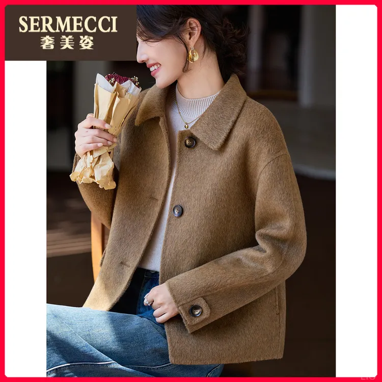 高级感双面爆款大衣女短款2025秋冬新款高端宽松小个子加厚外套