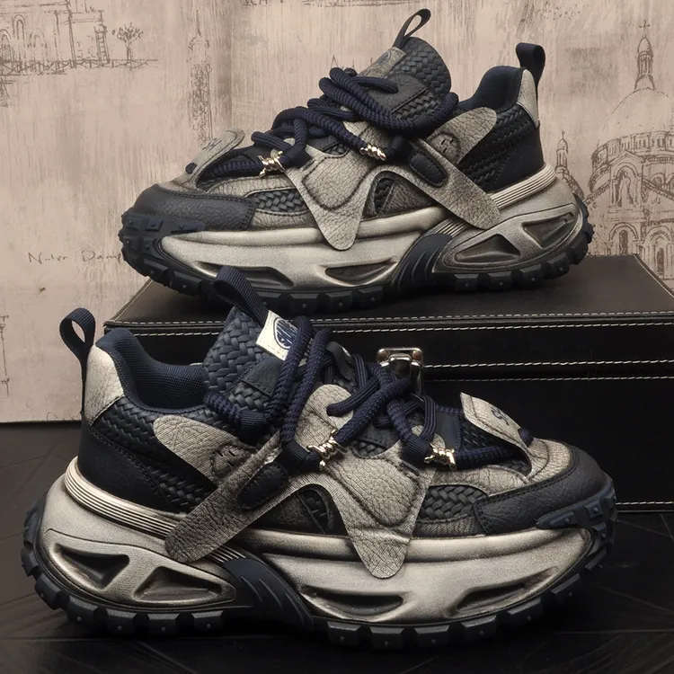 秋冬季新款男士老爹鞋透气网面男鞋百搭厚底运动鞋潮鞋网红复古风