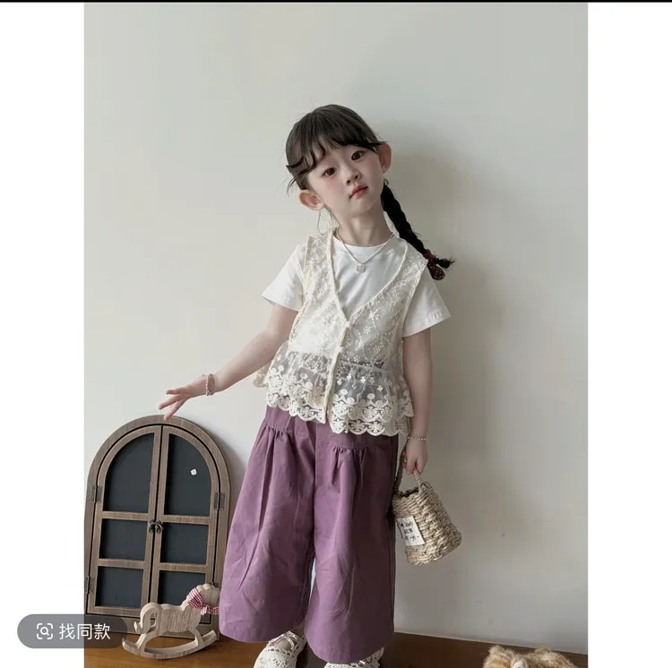 夏装蕾丝套装洋气新款儿童宝宝夏季小女孩3-6岁独特漂亮套装女童