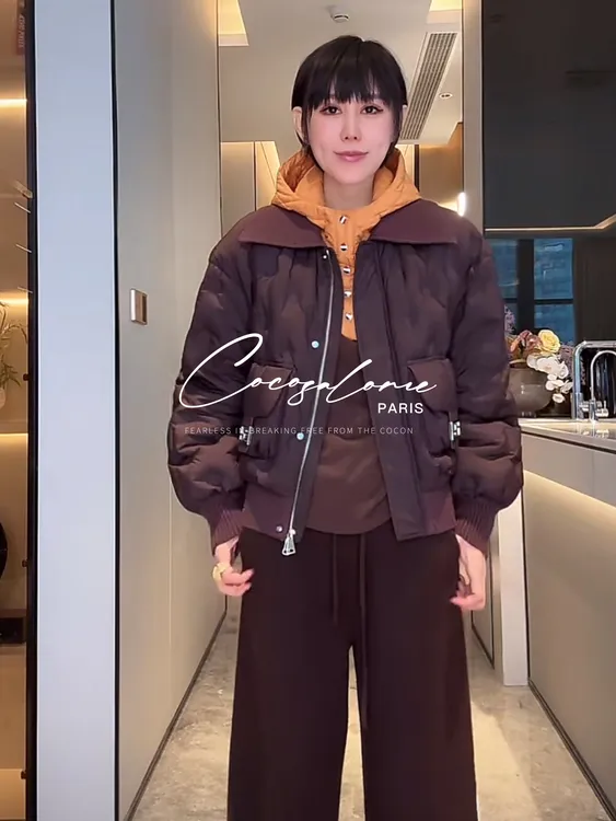 韩彬彬"旧电影"冬季韩系羽绒大翻领轻盈保暖羽绒服外套2045-5