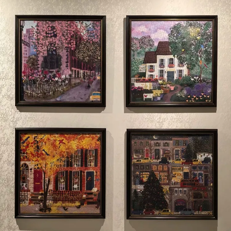 Galison春夏秋冬圣诞节之夜拼图冬灯街道益智游戏galison冬灯拼图