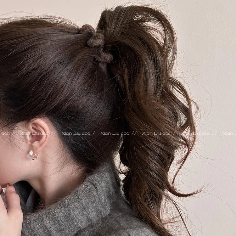 秋冬毛绒电话线发圈头绳女高弹力扎头发不勒头皮筋低马尾韩系头饰