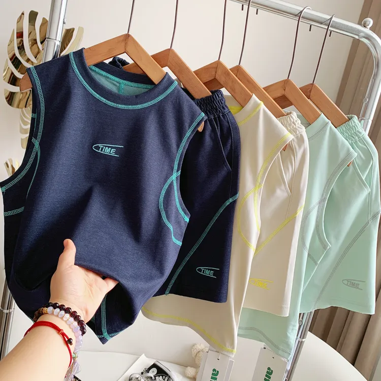 男童背心套装2025夏季新款儿童帅气炸街短袖T恤运动短裤韩版童装