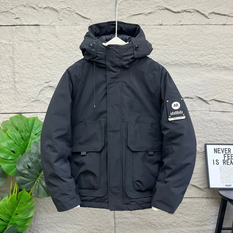 男士背带羽绒服冬季新款加厚白鸭绒外套连帽休闲防寒保暖派克服潮
