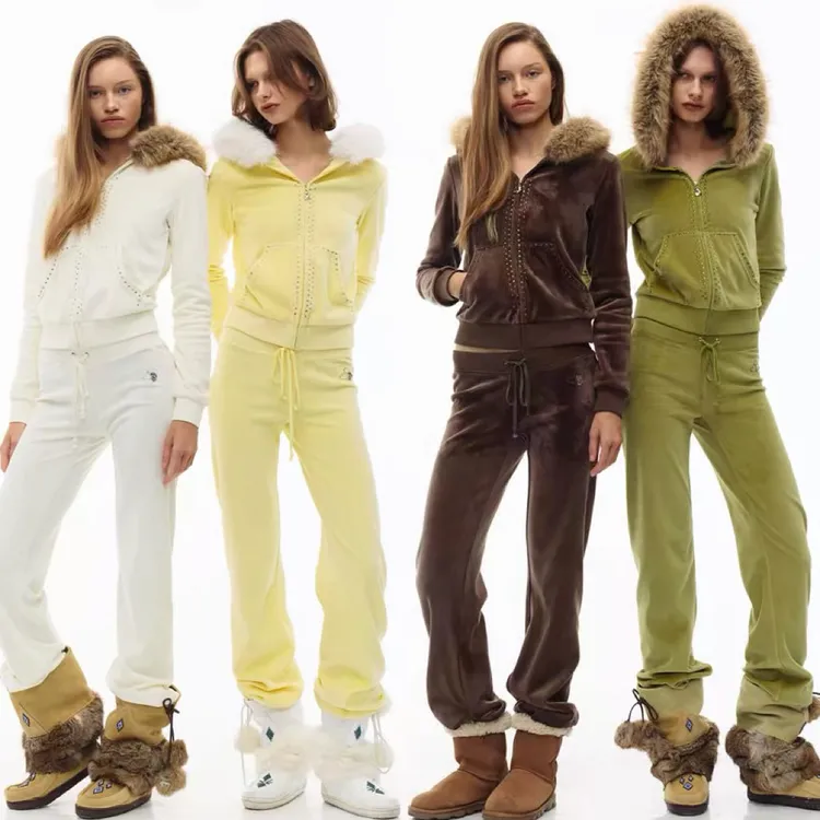 JELLOJELLO  木马“mua”毛绒连帽玻璃烫珠套装 LEAFLEAF设计师品牌