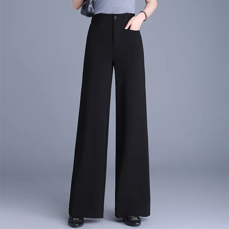 阔腿裤女春秋垂顺黑色西装裤2025新款显瘦直筒裤子休闲裤百搭长裤