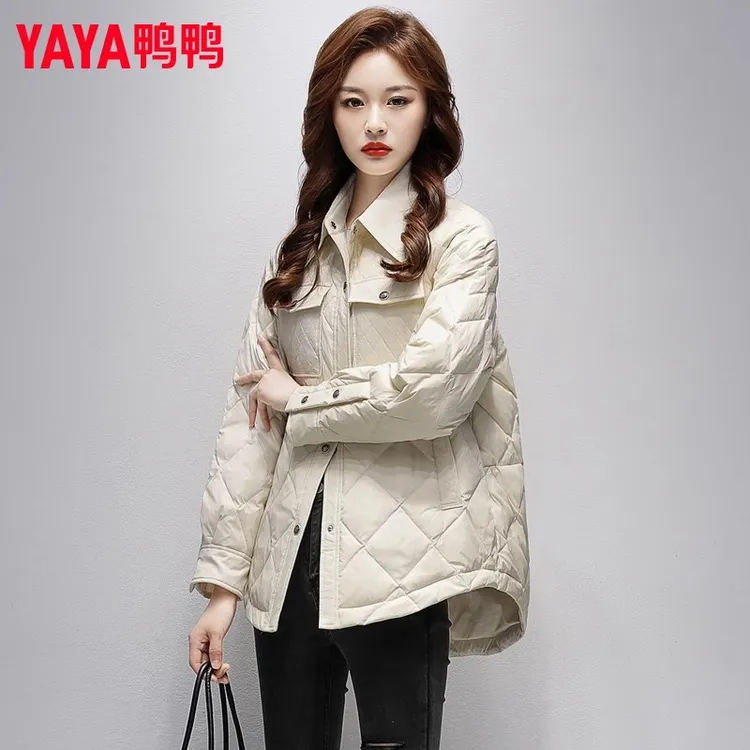 鸭鸭轻薄秋冬季羽绒服女新款小香风短款时尚薄款yaya鸭鸭女装2024