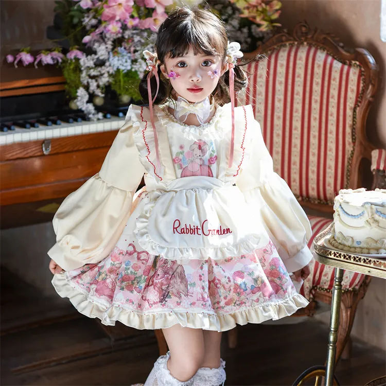 女童公主裙长袖莫奈花园lolita连衣裙秋季新款蓬蓬裙周岁生日礼裙