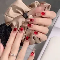 MM【平底倒边八角钻】美甲钻饰品精品超闪超亮新年秋冬款红色爆闪