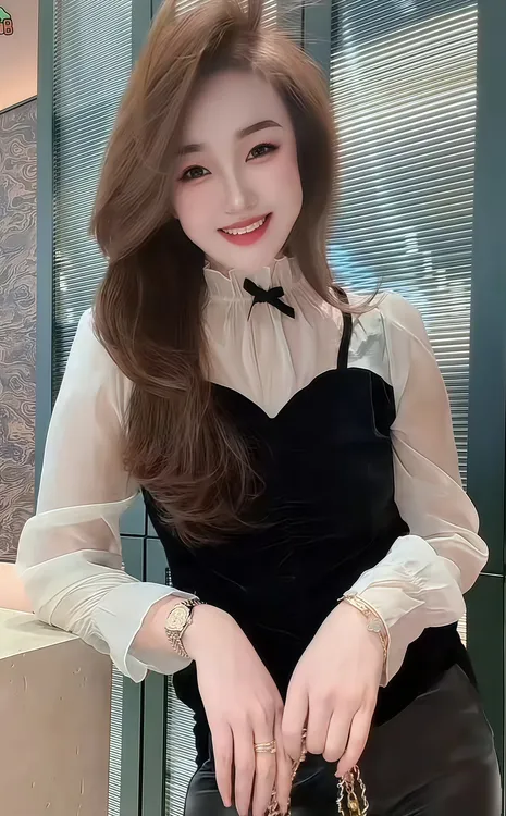 2025洋气法式修身型打底衫复古拼接气质显瘦时尚小众假两件衬衫