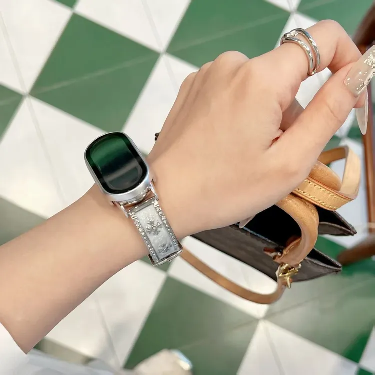 适用于小米10新款9nfc珐琅十字弯片手镯拼皮8pro红米watch4/5表带